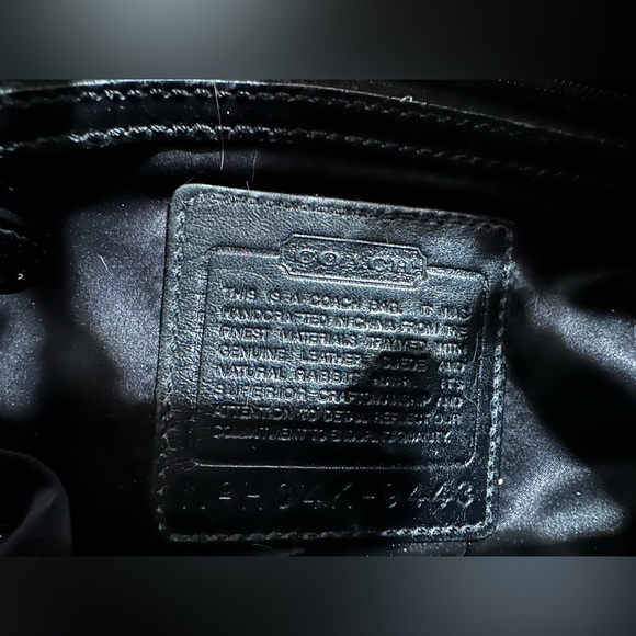 Coach Black Quilted Rabbit Fur Trimmed Purse - Picture 8 of 9